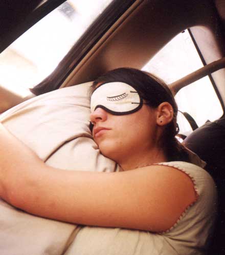 Amanda naps in the car